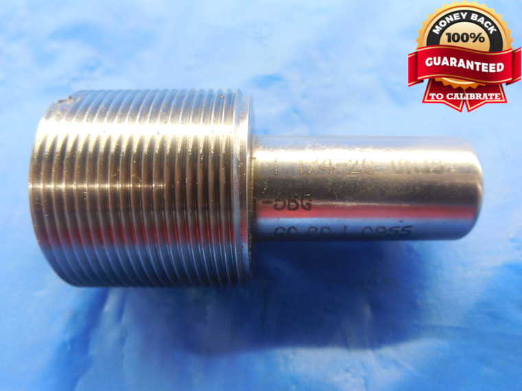 1 1/4 20 UNJS 3BG THREAD PLUG GAGE 1.25 GO ONLY P.D. = 1.0955 UNS-3B TAPERLOCK