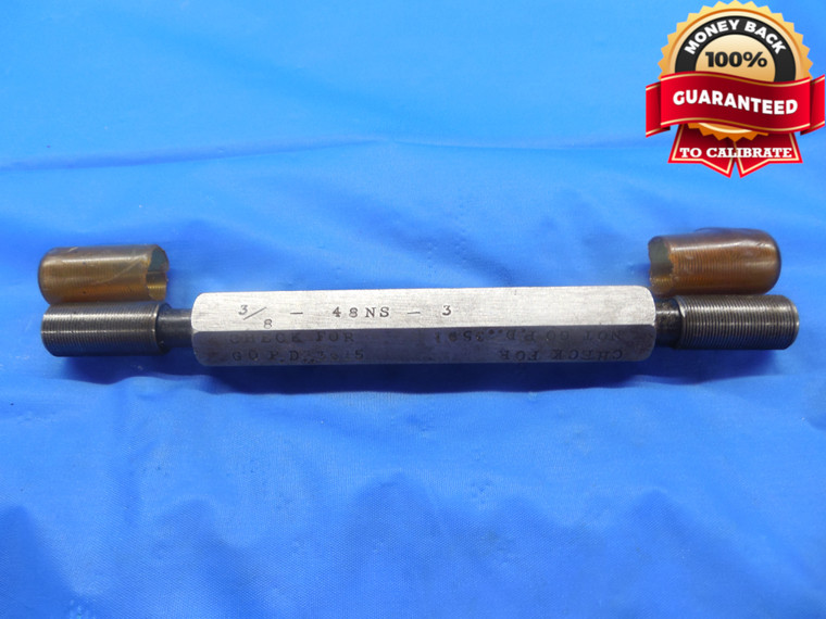 3/8 48 NS 3 SET THREAD PLUG GAGE .375 GO NO GO P.D.'S = .3615 & .3591 CHECK