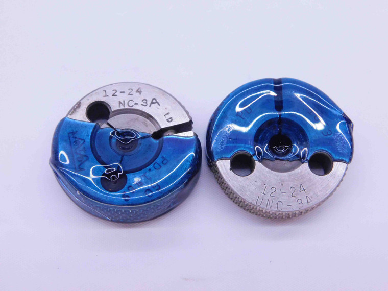 12 24 UNC 3A THREAD RING GAGES #12 .216 .2160 GO NO GO P.D.'S = .1889 & .1863 - DW1136FC