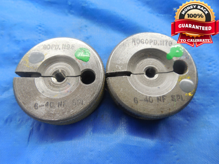 6 40 NF SPL SPECIAL THREAD RING GAGES #6 .138 GO NO GO P.D.'S = .1195 & .1179