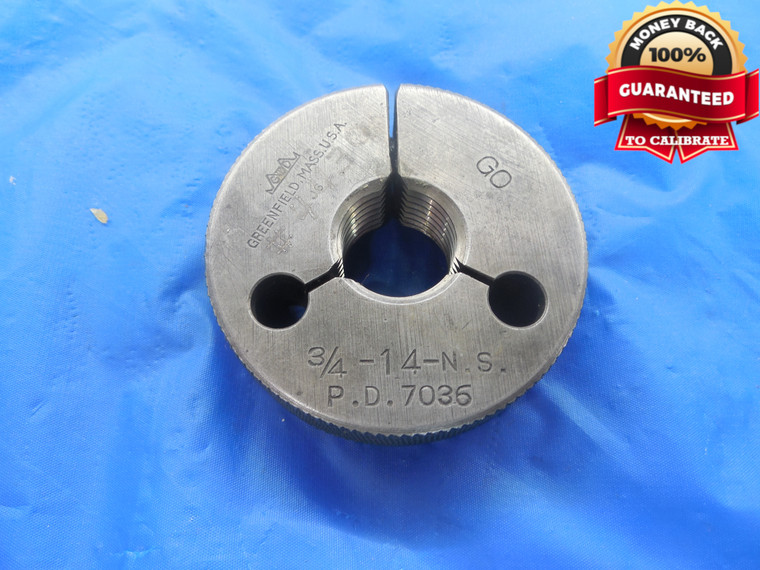 3/4 14 NS THREAD RING GAGE .75 GO ONLY P.D. = .7036 UNS 3/4"-14 QUALITY TOOL