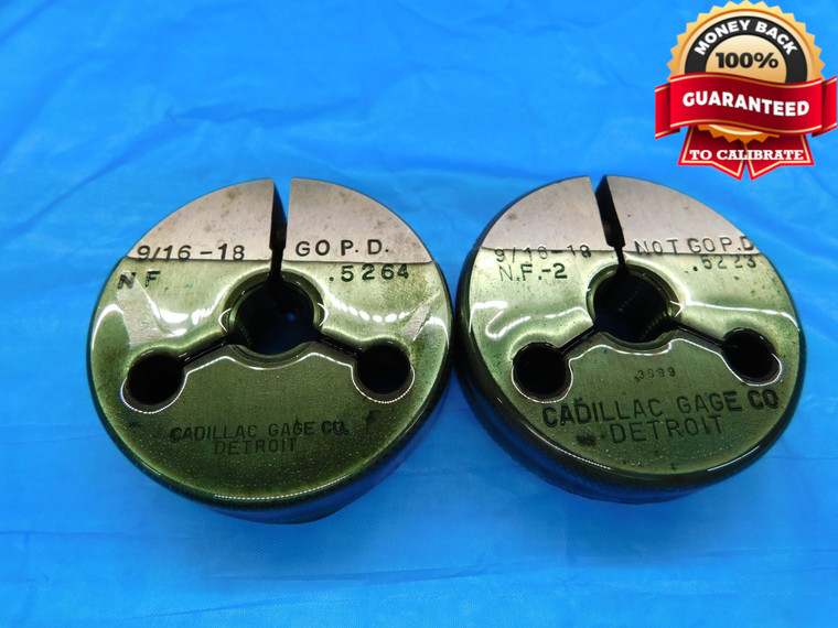 9/16 18 NF 2 THREAD RING GAGES .5625 GO NO GO P.D.'S = .5264 & .5223 UNF-2 CHECK - DW1217BURL