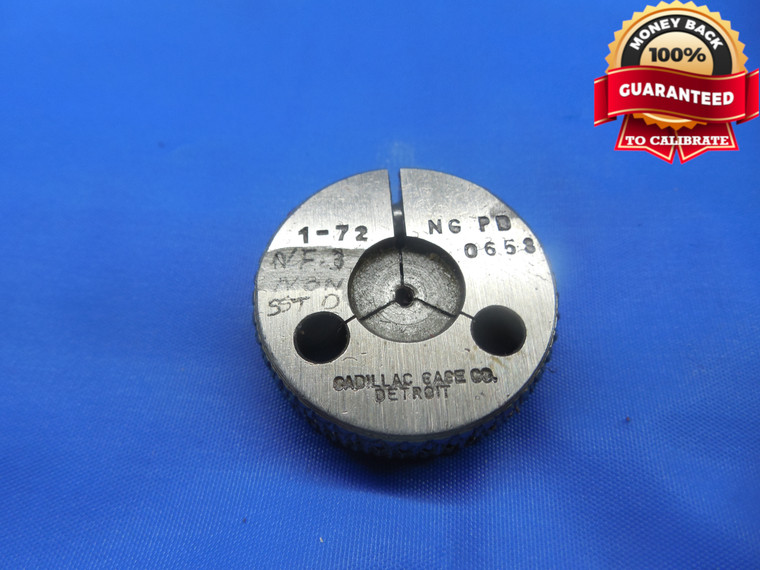 1 72 NF 3 THREAD RING GAGE #1 .073 NO GO ONLY P.D. = .0653 UNF-3 QUALITY TOOL