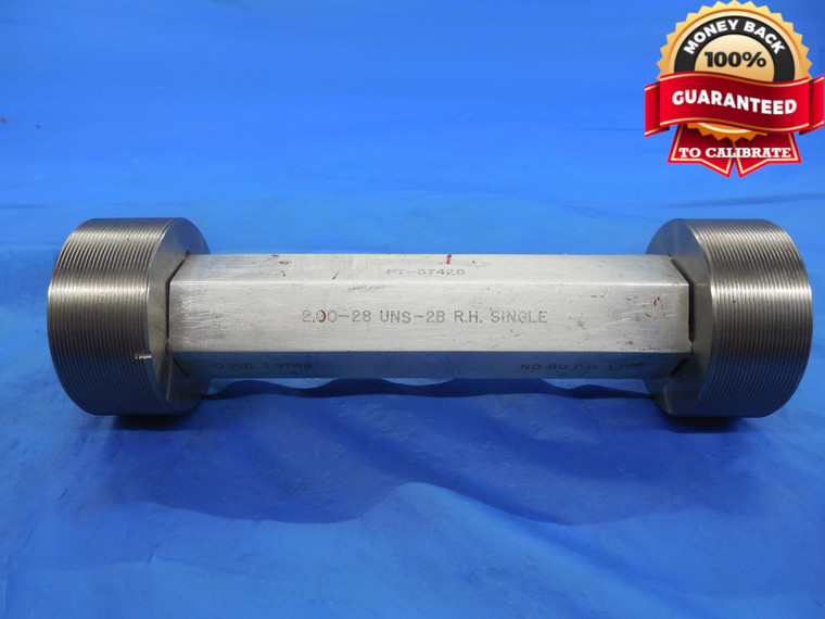 2" 28 UNS 2B THREAD PLUG GAGE 2.0 GO NO GO P.D.'S = 1.9768 & 1.9827 NS-2B TOOL