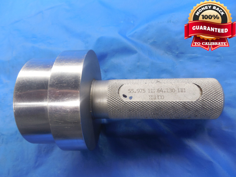 55.975 & 64.130 METRIC PIN PLUG GAGE GO NO GO 56.000 -.025 UNDERSIZE 56 mm