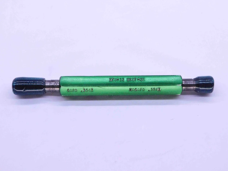 3/8 32 UNEF 2B THREAD PLUG GAGE .375 .3750 GO NO GO P.D.'S = .3547 & .3591 CHECK - DW3216RDRL