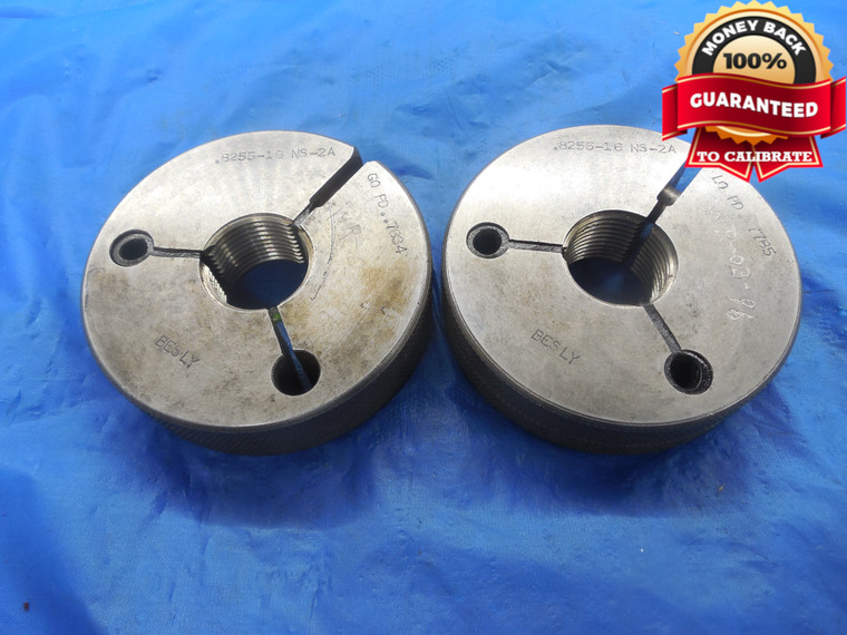 .8255 16 NS 2A THREAD RING GAGES 0.8255 GO NO GO P.D.'S = .7834 & .7785 UNS-2A