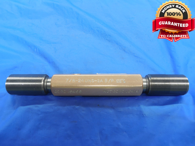 7/8 24 UNS 2A BEFORE PLATE SET THREAD PLUG GAGE .875 GO NO GO PDS= .8455 & .8414