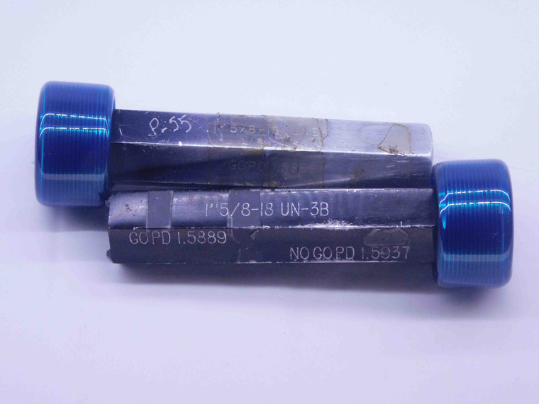 1 5/8 18 UNEF 3B THREAD PLUG GAGE 1.625 1.6250 GO NO GO P.D.'S = 1.5889 & 1.5937 - DW1696BU