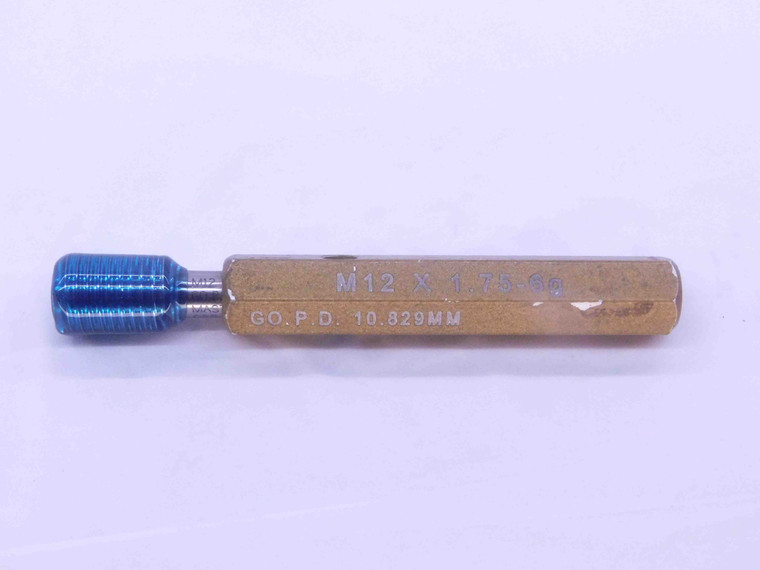 M12 X 1.75 6g METRIC SET THREAD PLUG GAGE 12 GO ONLY P.D. = 10.829 INSPECTION - DW1807FC