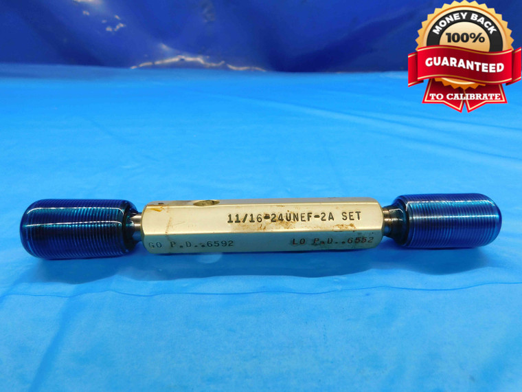 11/16 24 UNEF 2A SET THREAD PLUG GAGE .6875 GO NO GO P.D.'S = .6592 & .6552 - DW1850FC