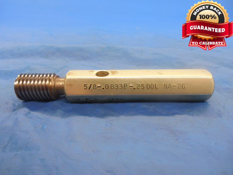 5/8 12 NA 2G TRIPLE LEAD ACME SET THREAD PLUG GAGE .625 GO ONLY P.D. = .5770