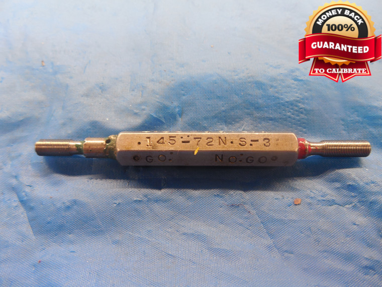 0.145 72 NS 3 THREAD PLUG GAGE .145 GO NO GO P.D.'S = .1360 & .1375 UNS-3 TOOL
