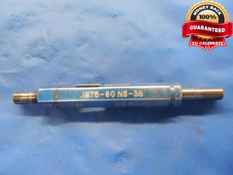 BUDGET 3/16 80 NS 3B THREAD PLUG GAGE .1875 GO NO GO PD'S = .1794 & .1817 UNS-3B