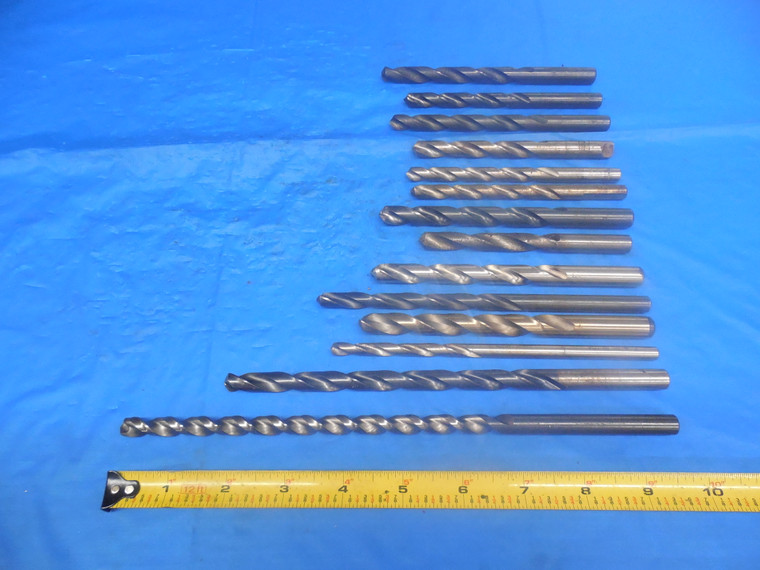 14PCS LOT OF USED MISCELLANEOUS STRAIGHT SHANK DRILL BITS VARIOUS SIZES & BRANDS
