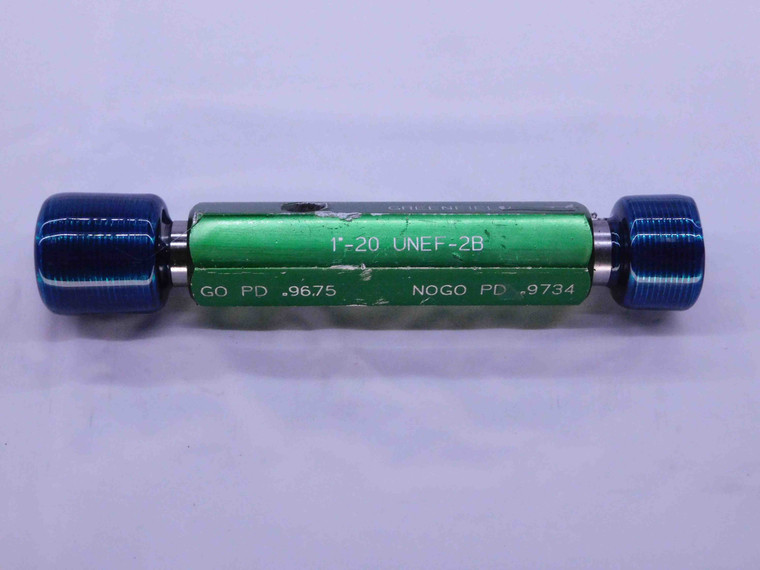 1" 20 UNEF 2B THREAD PLUG GAGE 1.0 1.00 1.000 GO NO GO P.D.'S = .9675 & .9734 - DW2316BU