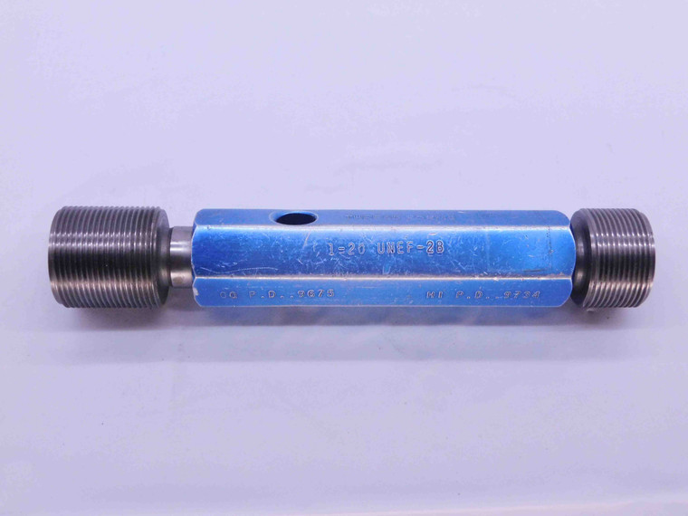 1" 20 UNEF 2B THREAD PLUG GAGE 1.0 1.00 1.000 GO NO GO P.D.'S = .9675 & .9734 - DW2316BU