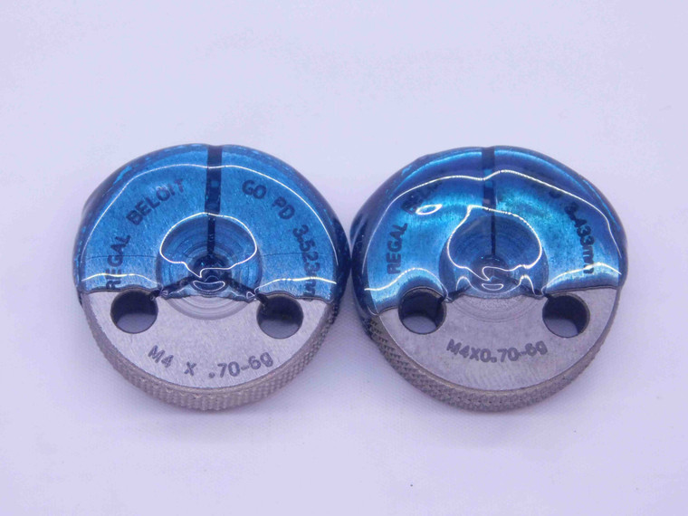 M4 X .7 6g METRIC THREAD RING GAGES 4 0.7 GO NO GO P.D.'S = 3.523 & 3.433 CHECK - DW2344SAC