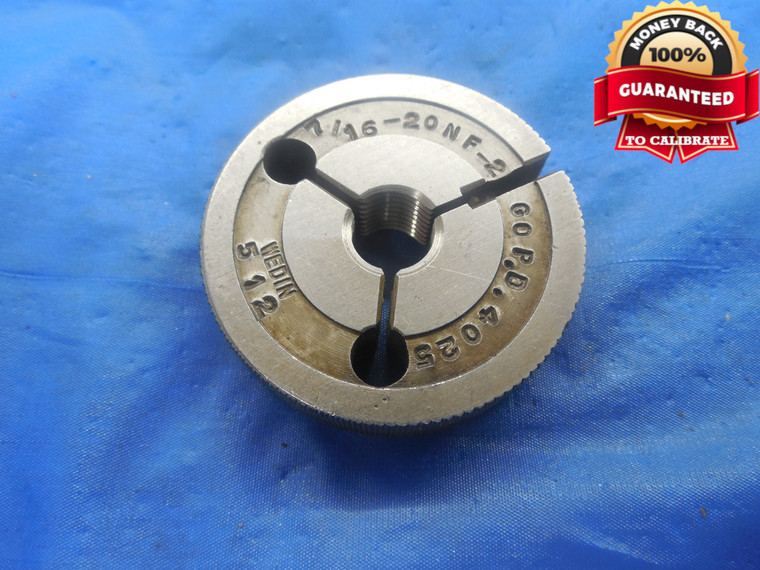 7/16 20 NF 2 BEFORE PLATE THREAD RING GAGE .4375 GO ONLY P.D. = .4025 UNF-2