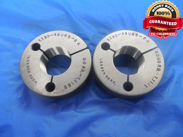 1.130 48 UNS 2A THREAD RING GAGES 1.13 GO NO GO P.D.'S = 1.1155 & 1.1121 NS-2A