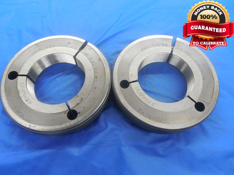 M68 X 1.5 6G METRIC THREAD RING GAGES 68.0 GO NO GO P.D.'S = 2.6375 & 2.6312