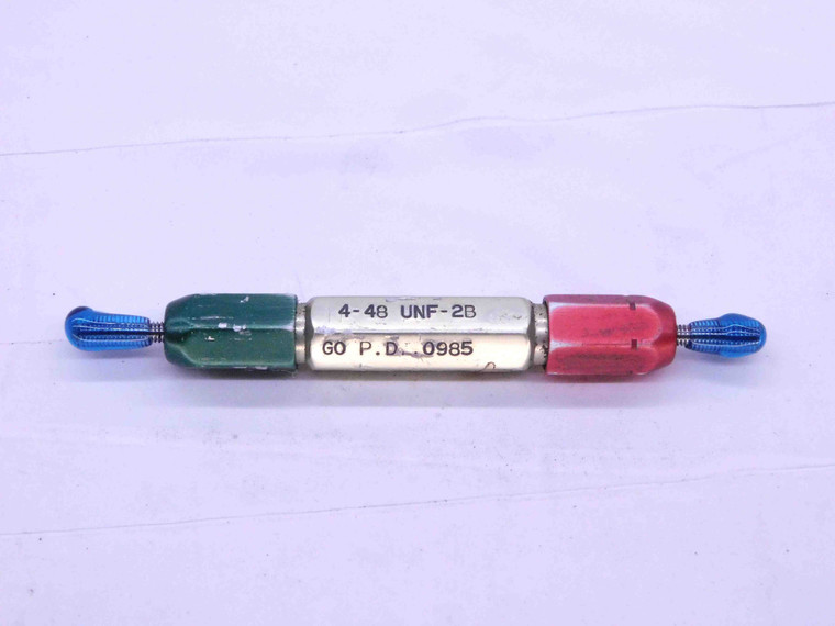 4 48 UNF 2B THREAD PLUG GAGE #4 .112 .1120 GO NO GO P.D.'S = .0985 & .1016 CHECK - DW2627RD