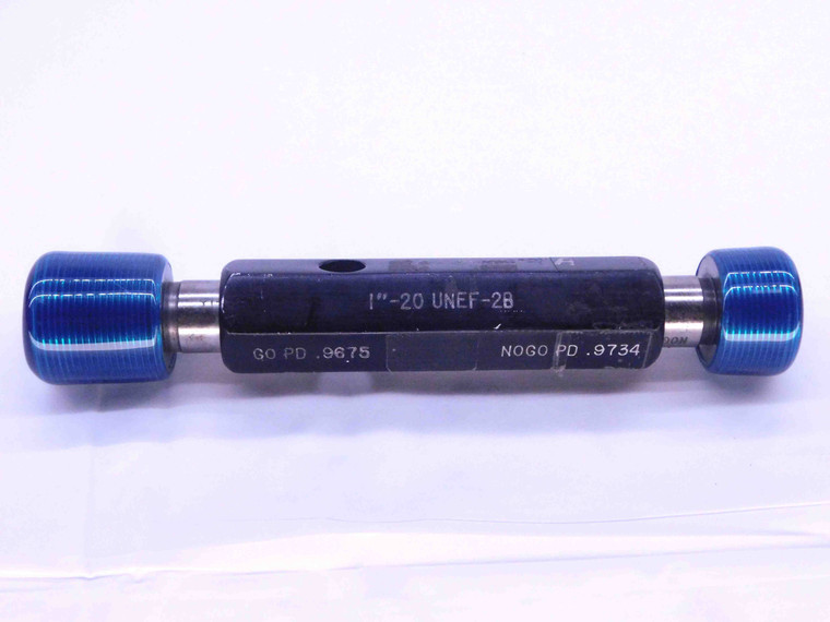 1" 20 UNEF 2B THREAD PLUG GAGE 1.0 1.00 1.000 GO NO GO P.D.'S = .9675 & .9734 - DW2663BU