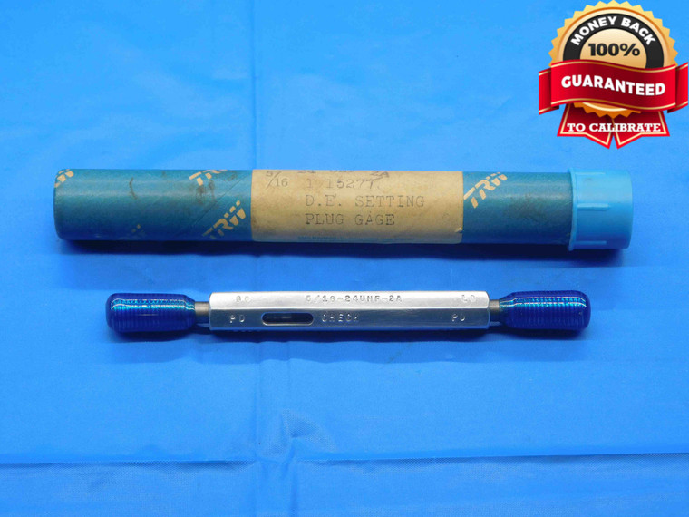 5/16 24 UNF 2A SET THREAD PLUG GAGE .3125 GO NO GO P.D.'S = .2843 & .2806 CHECK - DW2823RD