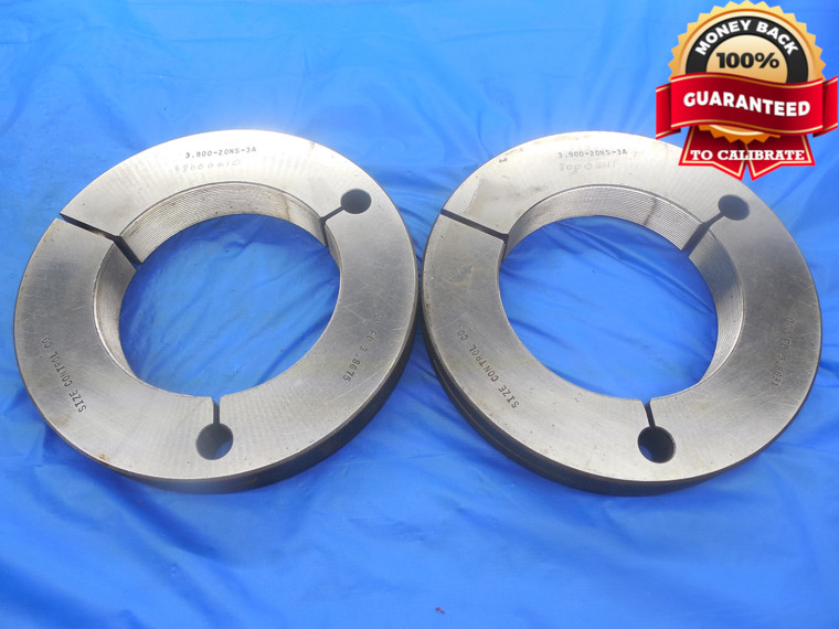 3.900 20 NS 3A THREAD RING GAGES 3.9 3.90 GO NO GO P.D.'S = 3.8675 & 3.8631
