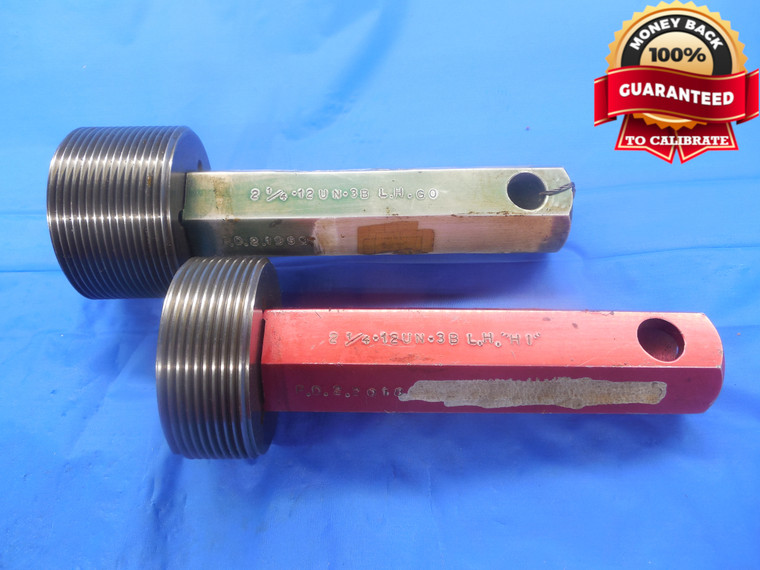 2 1/4 12 UN 3B LEFT HAND THREAD PLUG GAGE 2.25 GO NO GO P.D.'S = 2.1959 & 2.2018