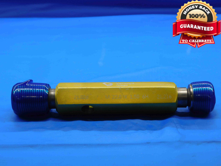 M22 X 1.5 6H VERMONT THREAD PLUG GAGE 22 GO NO GO P.D.'S = 21.026 & 21.216 CHECK - M22156HP1