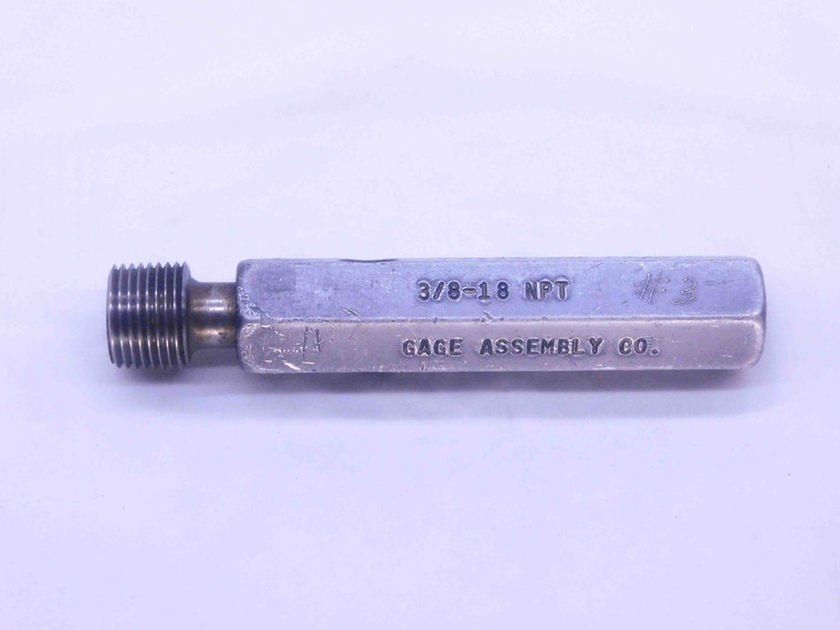 3/8 18 NPT L1 PIPE THREAD PLUG GAGE .375 .3750 N.P.T. NATIONAL TAPER INSPECTION - 3818NPTL1P2