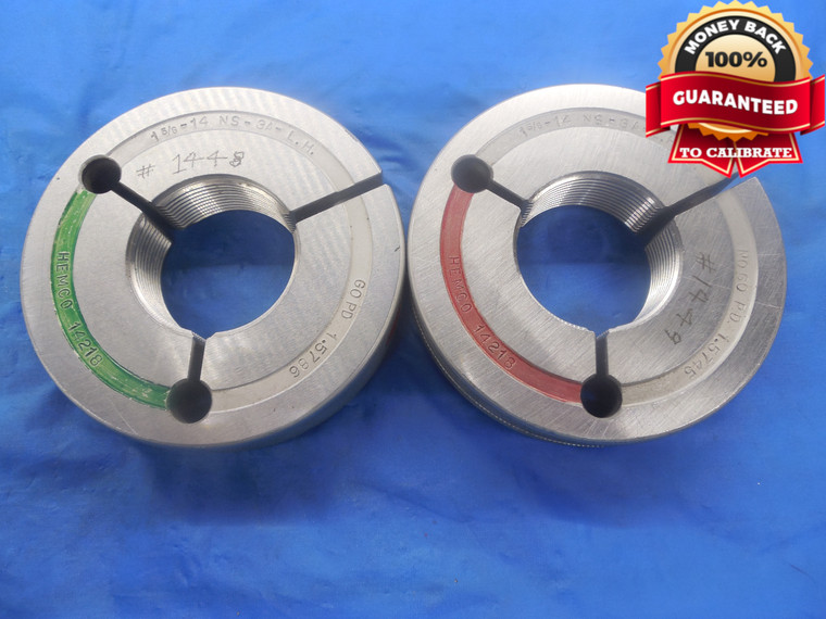 1 5/8 14 NS 3A LEFT HAND THREAD RING GAGES 1.625 GO NO GO PD'S = 1.5786 & 1.5745
