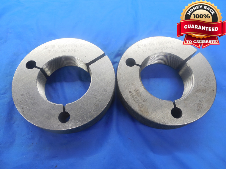 2" 16 UN/UNR 2A LEFT HAND THREAD RING GAGES 2.0 GO NO GO PD'S = 1.9578 & 1.9524