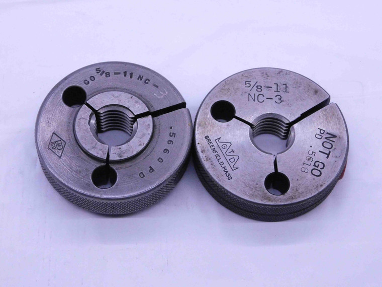 5/8 11 NC 3 THREAD RING GAGES .625 .6250 GO NO GO P.D.'S = .5660 & .5618 UNC-3 - DW3004RD