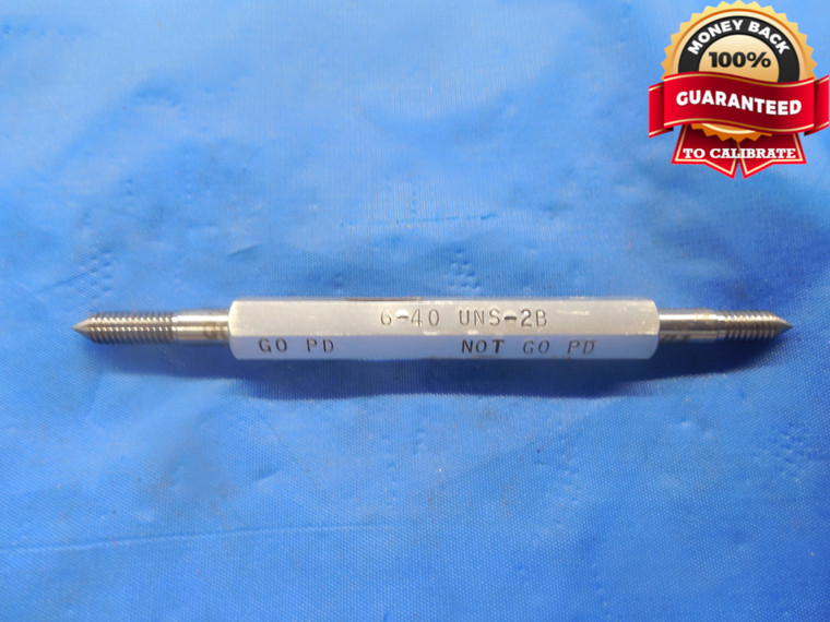 6 40 UNS 2B SPECIAL THREAD PLUG GAGE #6 .138 GO NO GO P.D.'S = .1238 & .1264