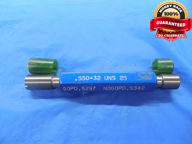 .550 32 UNS 2B THREAD PLUG GAGE .55 GO NO GO P.D.'S = .5297 & .5342 NS-2B TOOL - DW3092BU