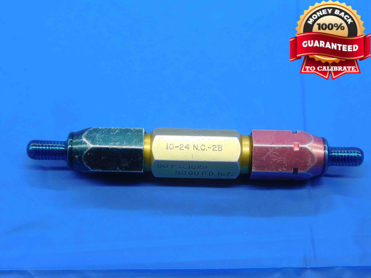 10 24 NC 2B THREAD PLUG GAGE #10 .190 GO NO GO P.D.'S = .1629 & .1672 UNC-2B - DW3137BU