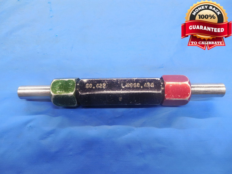 .4220 & .4240 CL Y PIN PLUG GAGE GO NO GO .4375 -.0155 UNDERSIZE 7/16 .422 .424