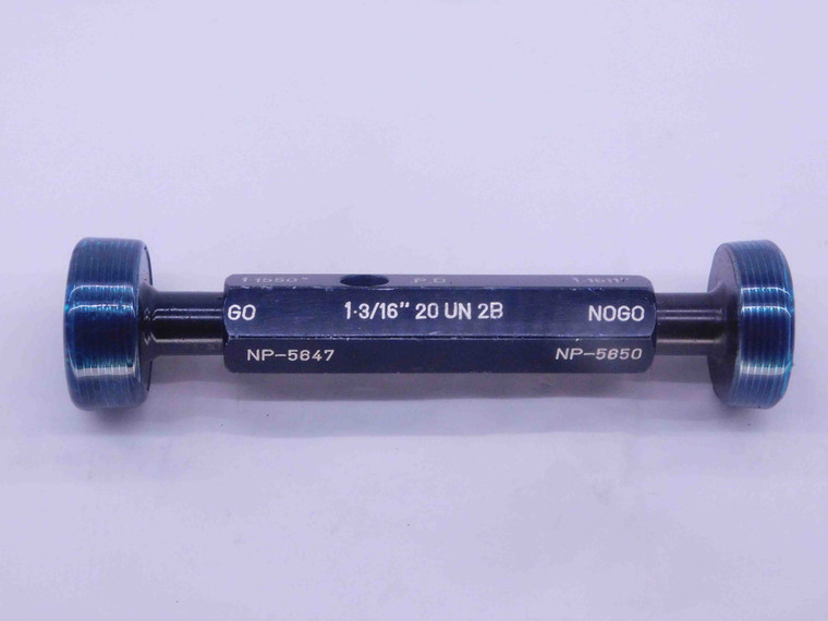 1 3/16 20 UN 2B THREAD PLUG GAGE 1.1875 GO NO GO P.D.'S = 1.1550 & 1.1611 CHECK - DW3201RD