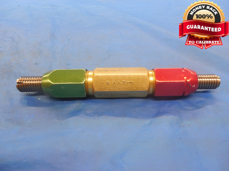 M12 X 1.75 4H METRIC THREAD PLUG GAGE 12.0 GO NO GO P.D.'S = 10.863 & 10.988 - DW3295RD