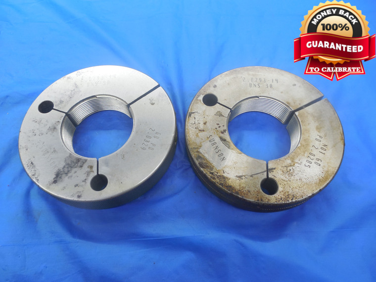 2.0793 14 UNS 3A THREAD RING GAGES 2.793 GO NO GO P.D.'S = 2.0329 & 2.0285 NS-3A - DW3348RD