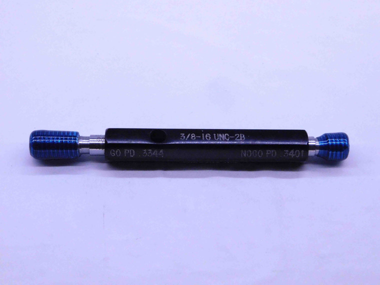 3/8 16 UNC 2B THREAD PLUG GAGE .375 .3750 GO NO GO P.D.'S = .3344 & .3401 CHECK - 38162BP2