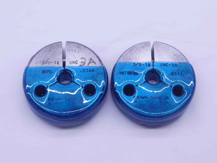 3/8 16 UNC 3A THREAD RING GAGES .375 .3750 GO NO GO P.D.'S = .3344 & .3311 CHECK - DW3393RD