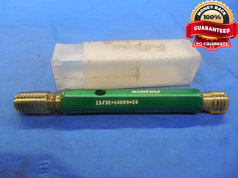 NEW 13/32 14 UNS 2B THREAD PLUG GAGE .40625 GO NO GO P.D.'S = .3599 & .3663 - DW3459RD