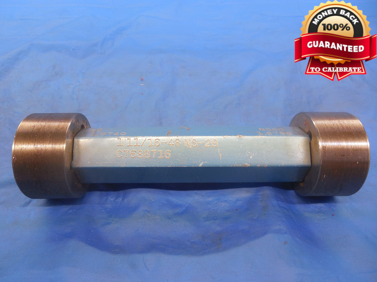 1 11/16 48 NS 2B THREAD PLUG GAGE 1.6875 GO NO GO P.D.'S = 1.6740 & 1.6786 TOOL - DW3469RD