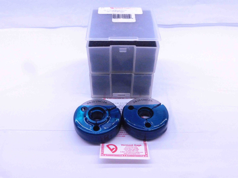 3/4 10 UNC 2A VERMONT THREAD RING GAGES .75 .750 GO NO GO P.D.'S = .6832 & .6773 - JF0848SLRL