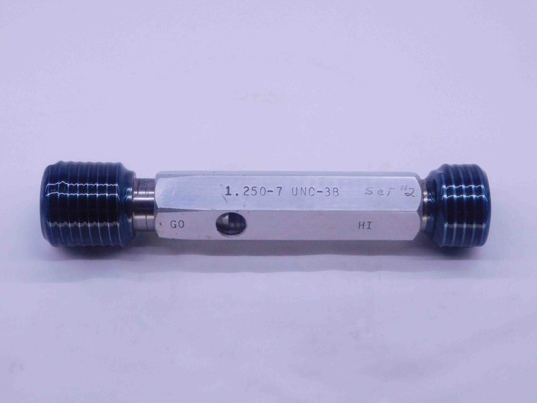 1 1/4 7 UNC 3B THREAD PLUG GAGE 1.25 1.250 GO NO GO P.D.'S = 1.1572 & 1.1644 - DW3632RD