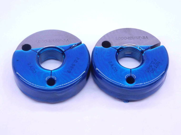 1" 12 UNF 3A THREAD RING GAGES 1.0 1.00 1.000 GO NO GO P.D.'S = .9459 & .9415 - DW3691BU