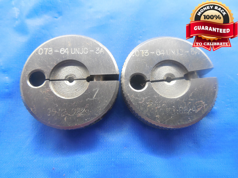 1 64 UNJC 3A THREAD RING GAGES #1 .073 GO NO GO P.D.'S = .0629 & .0614 TOOL - DW3772RD